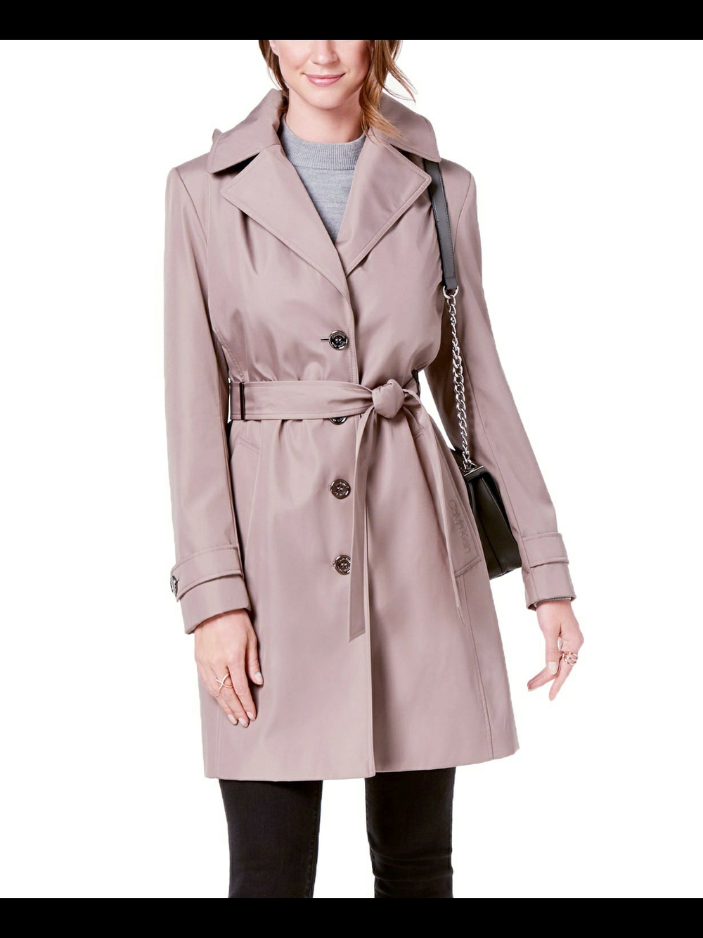 Calvin Klein Dusty Mauve Belted Trench Coat SIZE 1X
